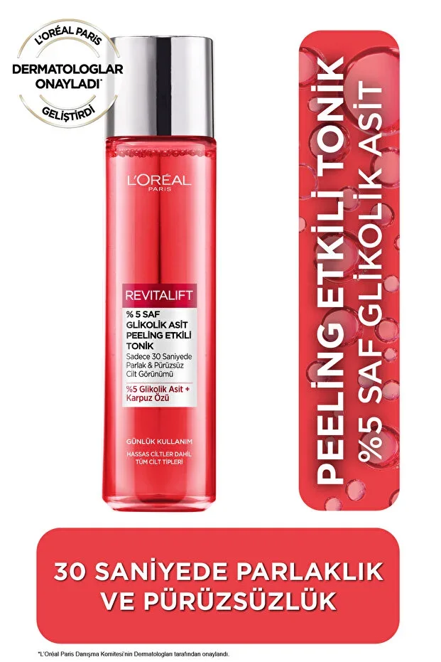 Revitalift Bright & Smooth, Dark Spot Correcting Peeling Toner, 5% Pure Glycolic Acid