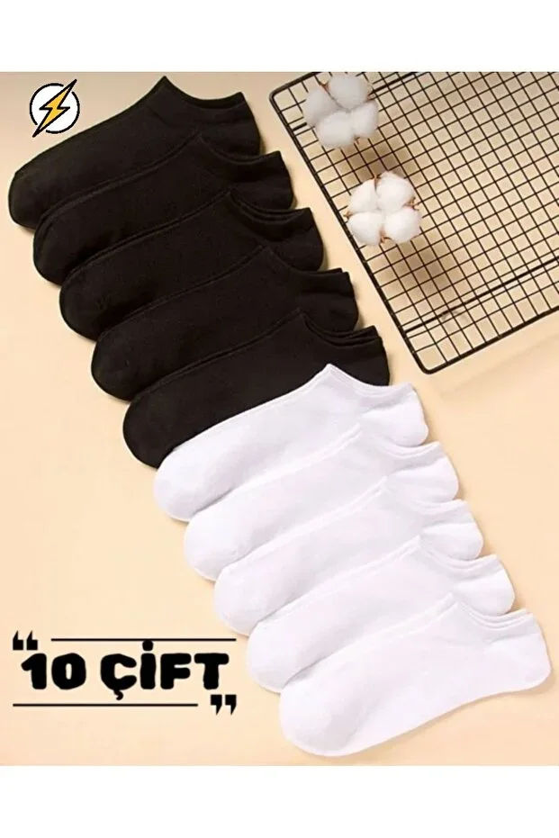 10-Pack Economic Patik Socks (5 BLACK/5 WHITE)