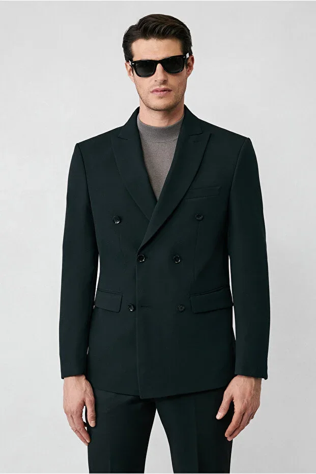 7 Drop Slim Fit Narrow Cut Seasonal Double-Breasted Jacket