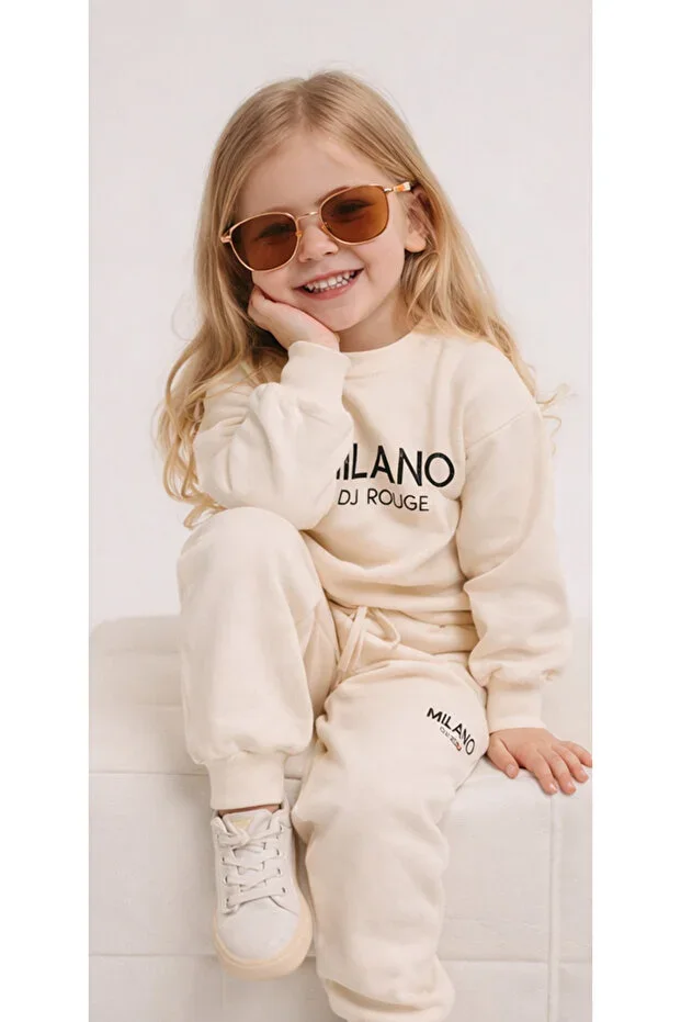 Children's Oversize Printed Top Bottom Baby Children's Tracksuit Set