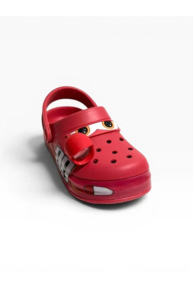 Children's Light-Up Cars Figurine Slippers Orthopedic Eva Sole Lightweight Daily Garden Beach Slippers Red