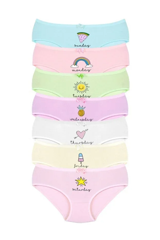 007 Girls Mix Color 7-Pack Printed Panties V21
