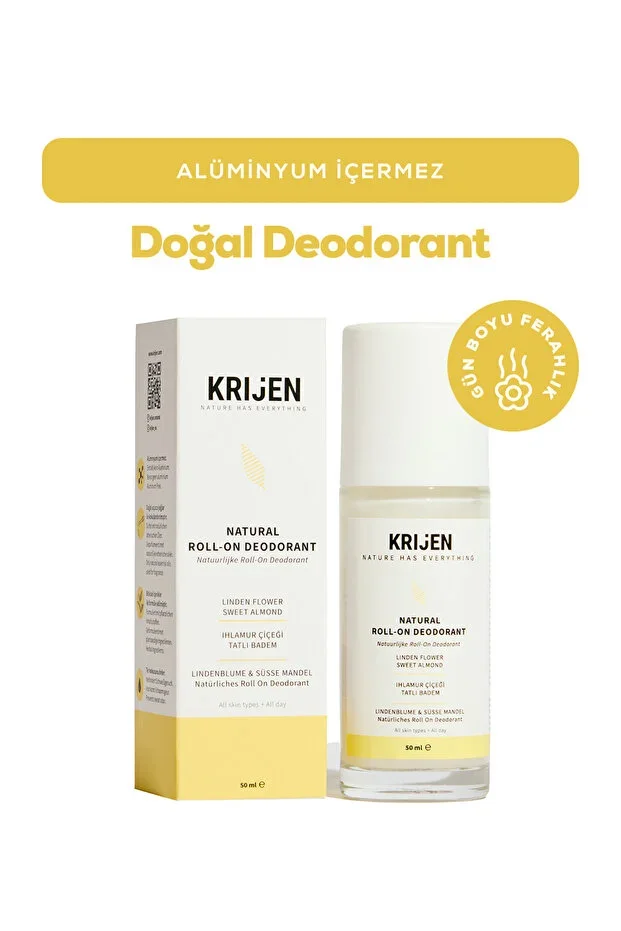 Natural Deodorant - Linden Flower & Sweet Almond Roll-On Deodorant 50 Ml - Herbal Odor Eliminator