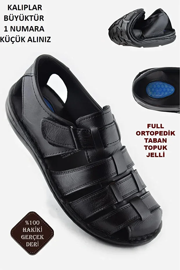 Ayakkabiburada 033 Genuine Leather Men's Sandal Shoes