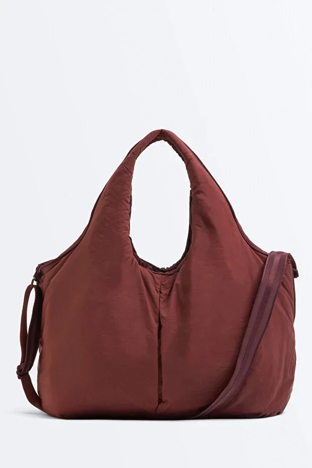 Shopper bag with contrast stripes