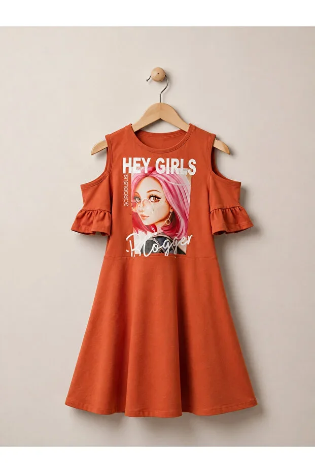 Girls' Short Sleeve Lycra Cotton Printed Dress