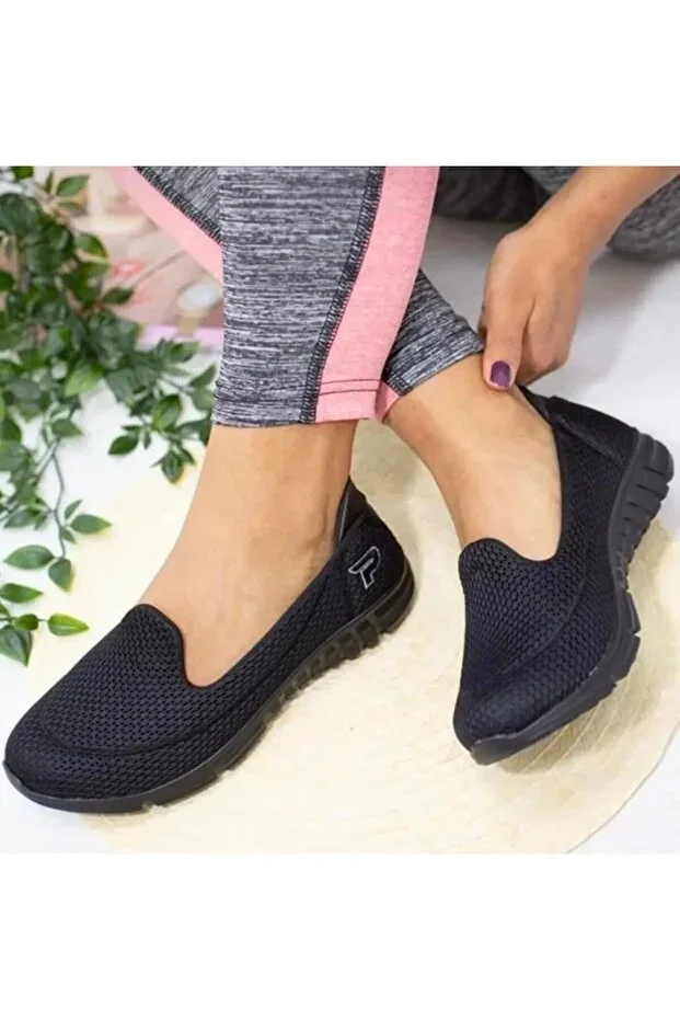 BENİM O AYAKKABI Women's Black Memory Foam Orthopedic Ballet Flats Walking Shoes