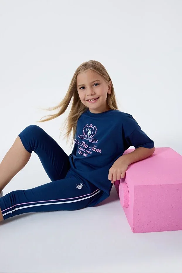 Girls Navy Blue Leggings Set