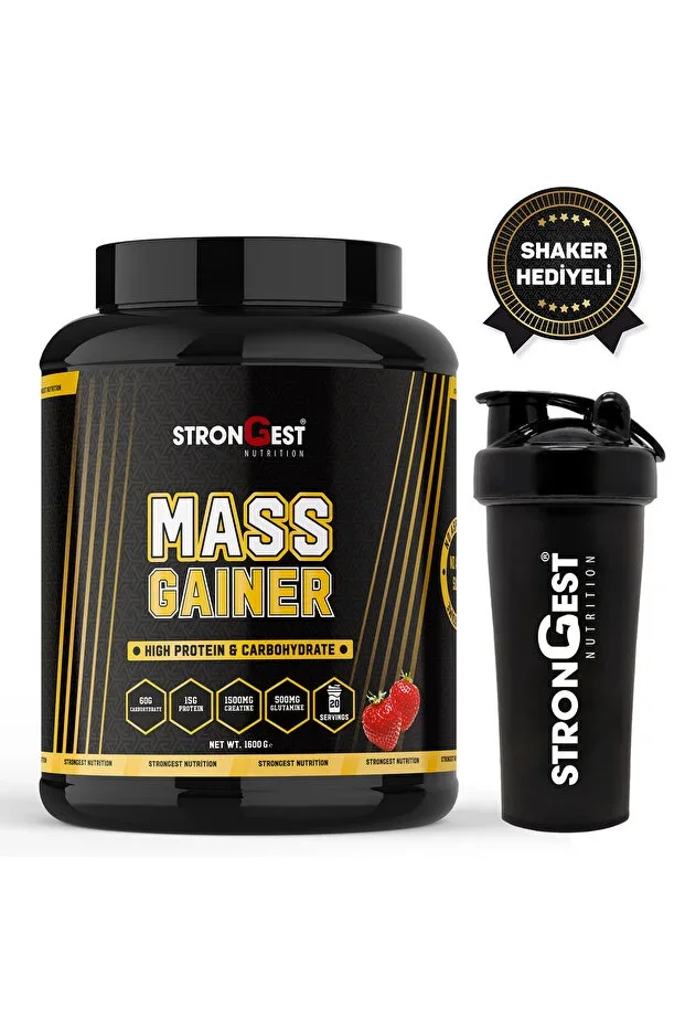 Mass Gainer 1600gr High Protein Value and Amino Acid Supplemented Strawberry Flavored