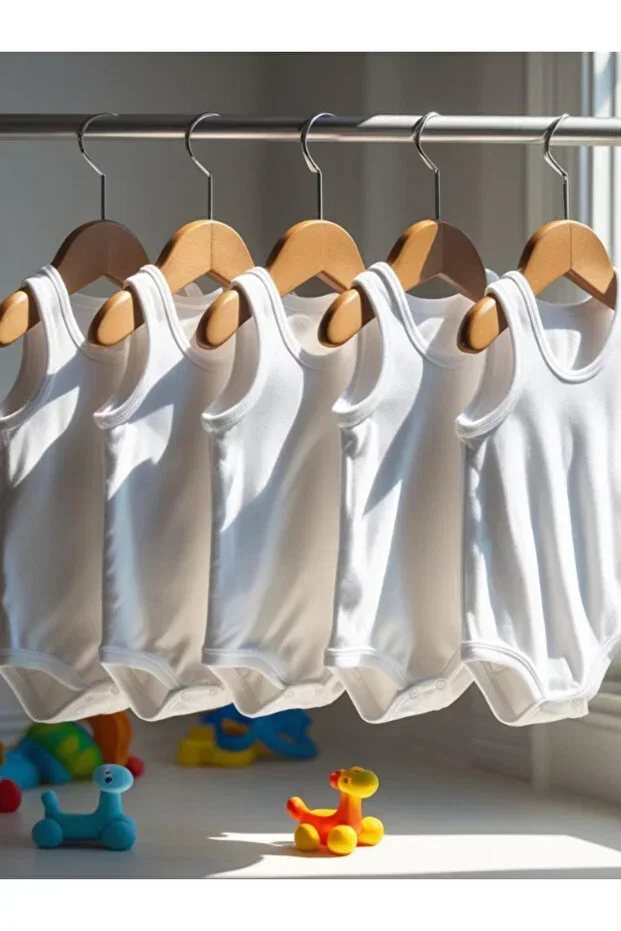 Baby Basic Cotton Jersey Bodysuit 5-Piece Set Bicycle Collar Undershirt Bodysuit