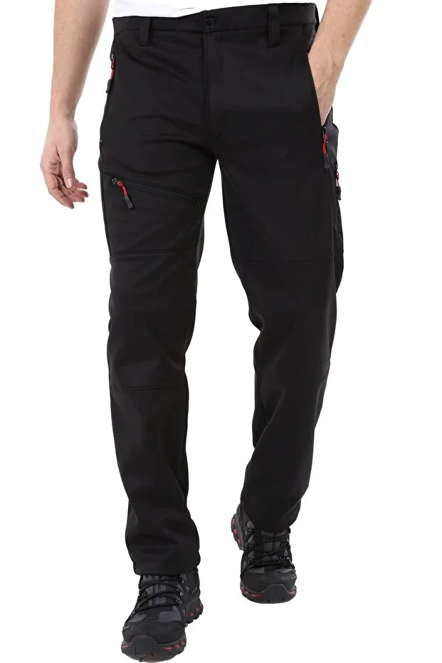 Men's Fleece Lined Tactical Outdoor Waterproof Black Softshell Pants