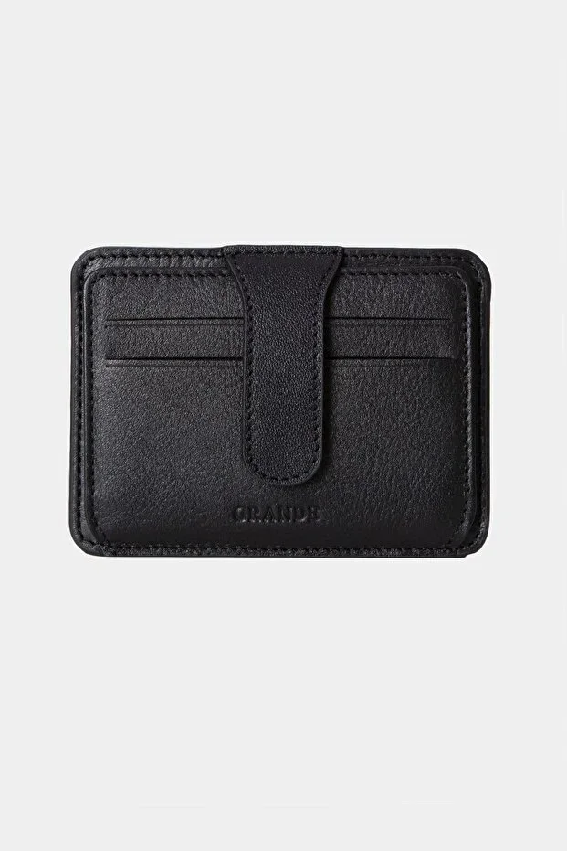 3607 Genuine Real Leather Unisex Cardholder Wallet Black