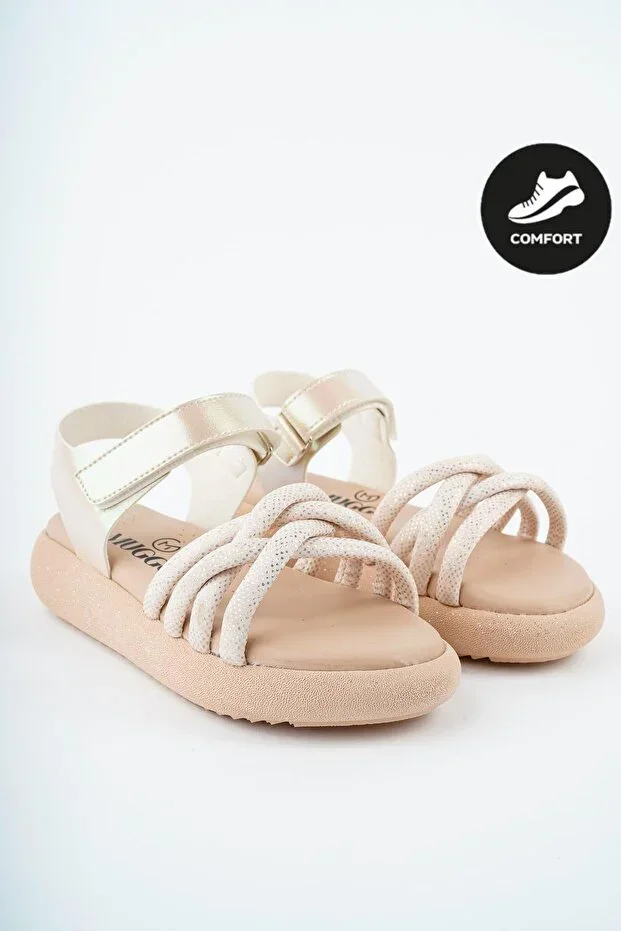 Jazz Guaranteed Daily Orthopedic Lightweight Sole Knit Detail Velcro Girl Child Sandal