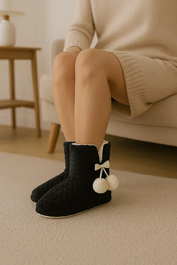 Women's RP-Zigzag Slippers Flat Sole Winter House Shoes