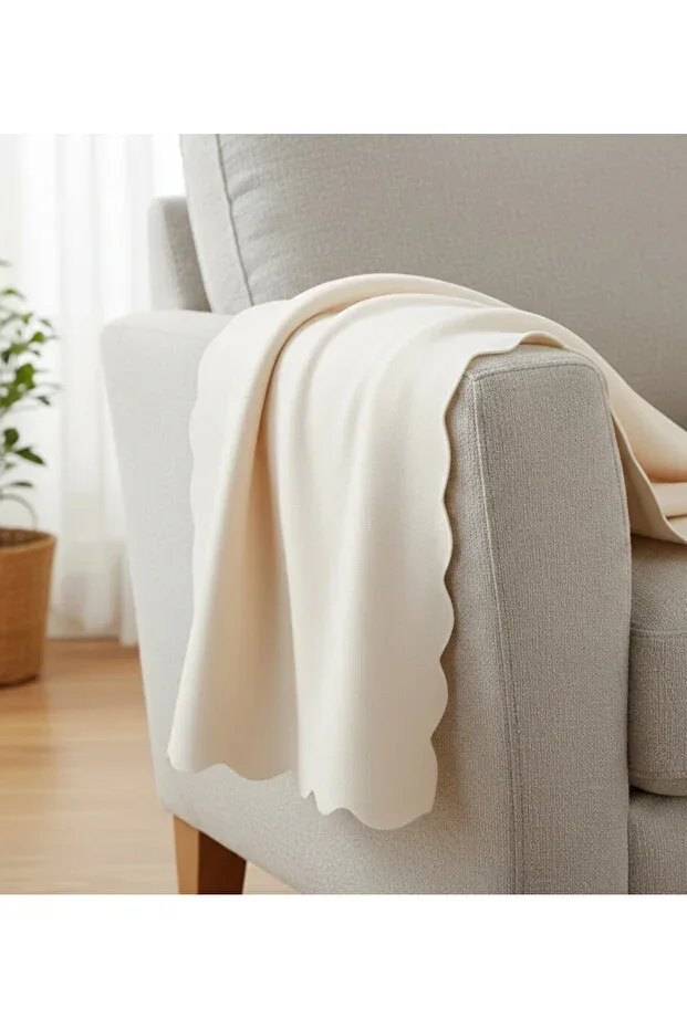 Single Person Fleece Blanket Cover MeridyenDukkan Broken White, 120x160 Cm TV Blanket