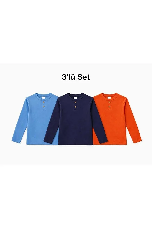 3-Piece Set Ribbed Long Sleeve Boys Sweatshirt 5-12 Years (True Fit Excellent Quality)