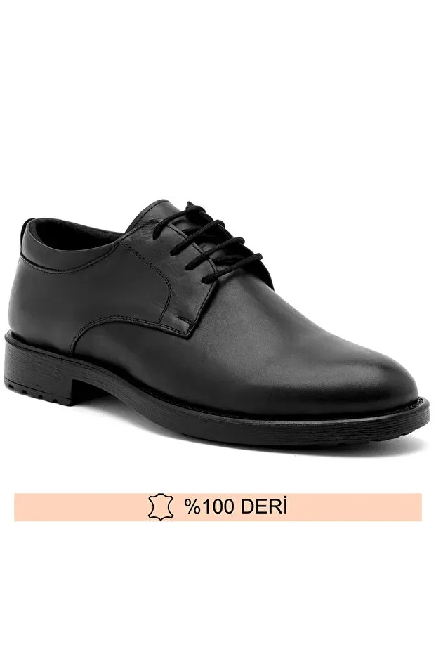 Genuine Leather Black Men's Lace-Up Classic Diplomat Comfortable Fit Shoes