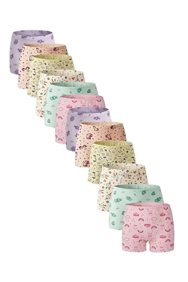 Girls' Stretchy Mixed Pattern Cotton Boxer Briefs 12-Pack