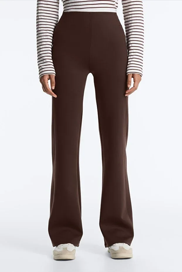 Oysho High-waisted, neoprene effect, Spanish flare trousers