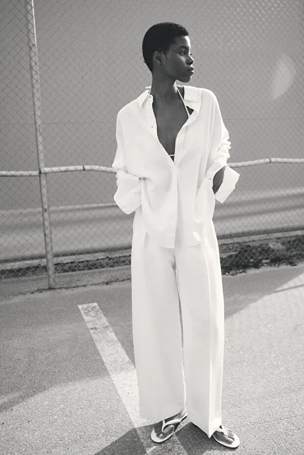 H&M Linen Blend and Cape Sleeve Shirt