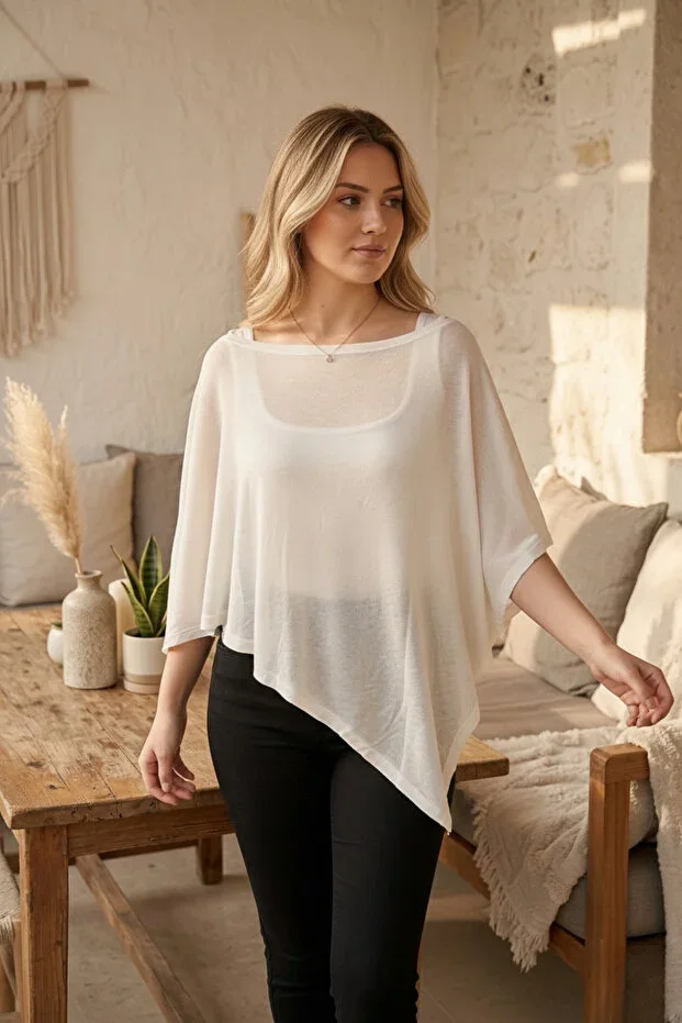 royal prime Women Asymmetric Transparent Poncho