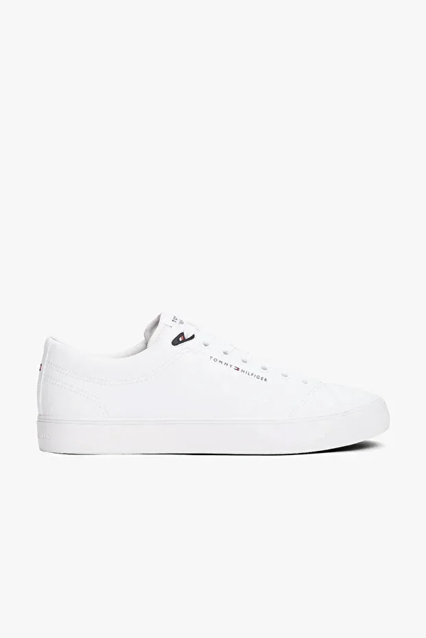 Tommy Hilfiger TH HI VULC CORE LOW LTH II ESS Men's White Sneaker FM0FM05511YBS
