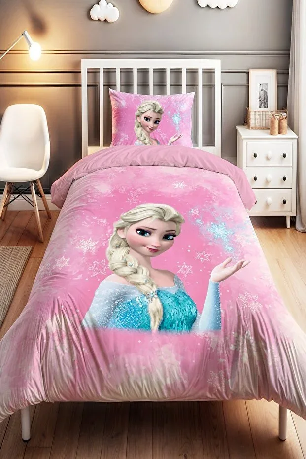 EVPANYA Crystal Pink Elsa Pattern Single Baby Children Duvet Cover Set