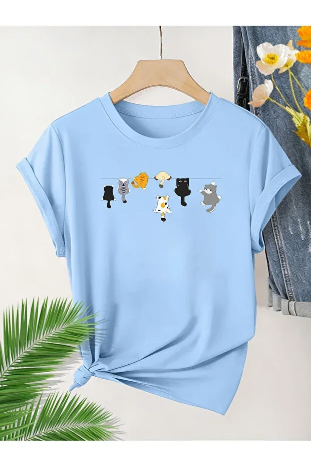 Unisex Naughty Cats Printed Design T-shirt