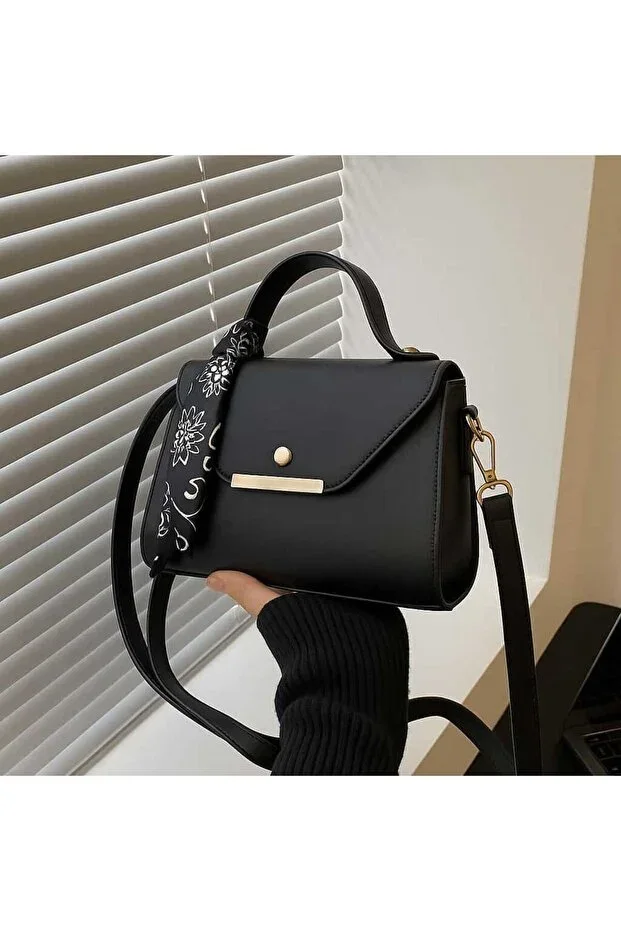 Artificial Leather Scarf Detailed Shoulder & Handbag