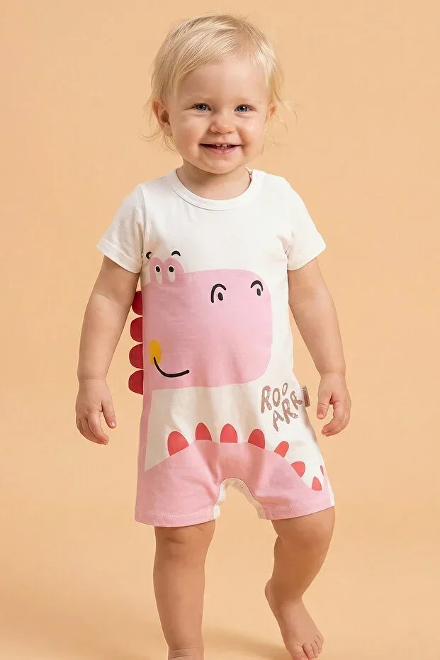 %100 Cotton Baby Girl Kids Patterned Summer Short Romper