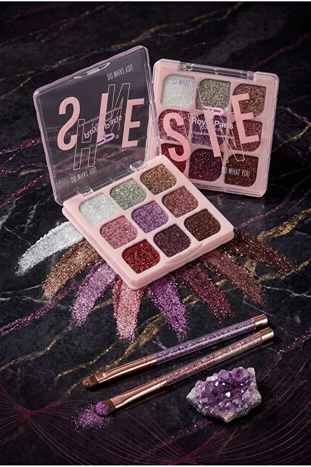 Royal Paris 9-Piece Highly Pigmented Glitter Eyeshadow Palette - Shiny & Shimmering Glam Eye Makeup Set
