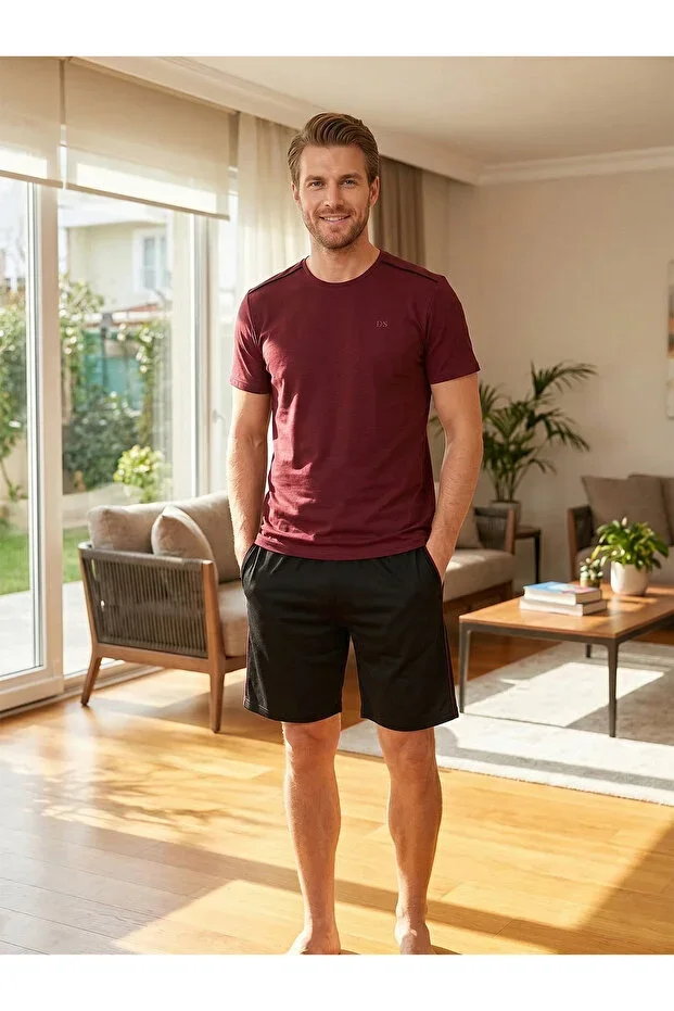 D'S Damat Maschio Cotton Shorts Set BORDO