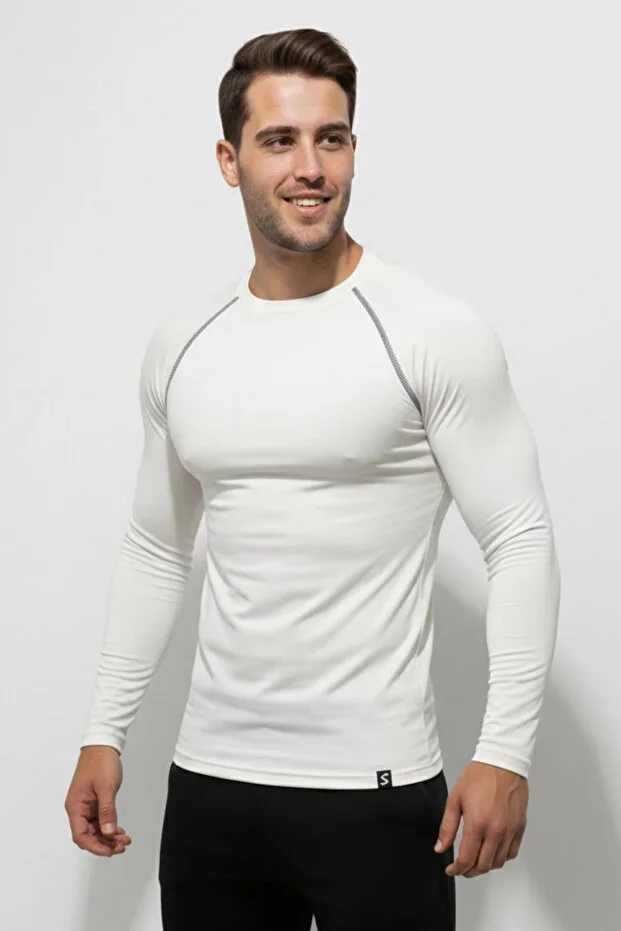 Scorp Thermo-Fit Men's Thermal Top Base Layer Ski Underwear Crew Neck White