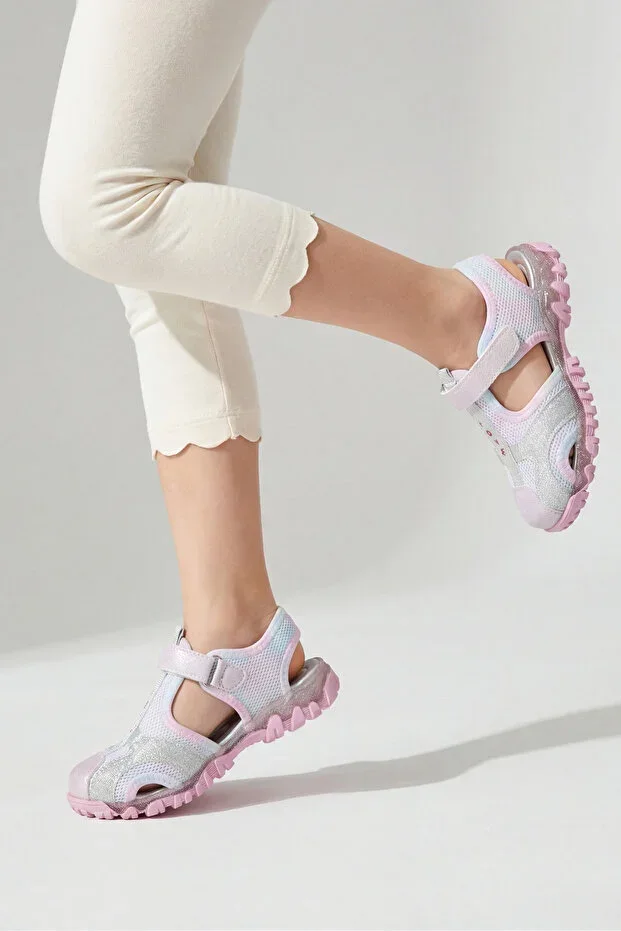 Girls Baby Velcro Orthopedic Low Sole Closed Toe Patterned Daily Summer Sandal Slipper