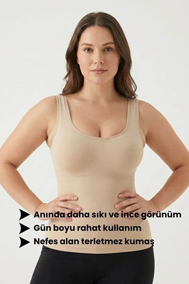 Women's Shaping Camisole Corset - Bust, Tummy, Waist Slimming Seamless Underwear Camisole Corset - Skin Tone