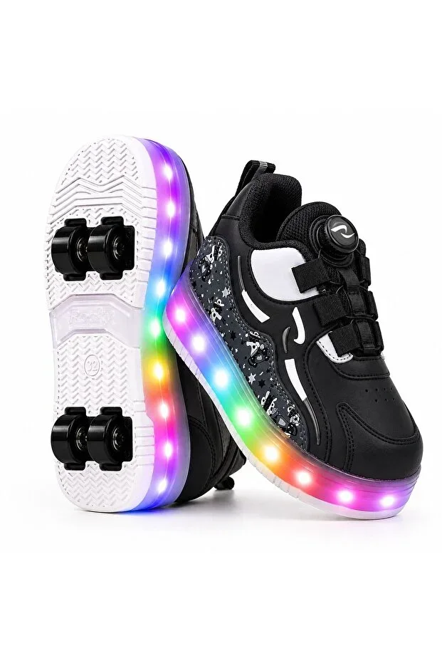 Nils Boys' Roller Skate Shoes, Light-Up Comfortable Black Sports Shoes & Sneakers | New Style Roller Skate Shoes