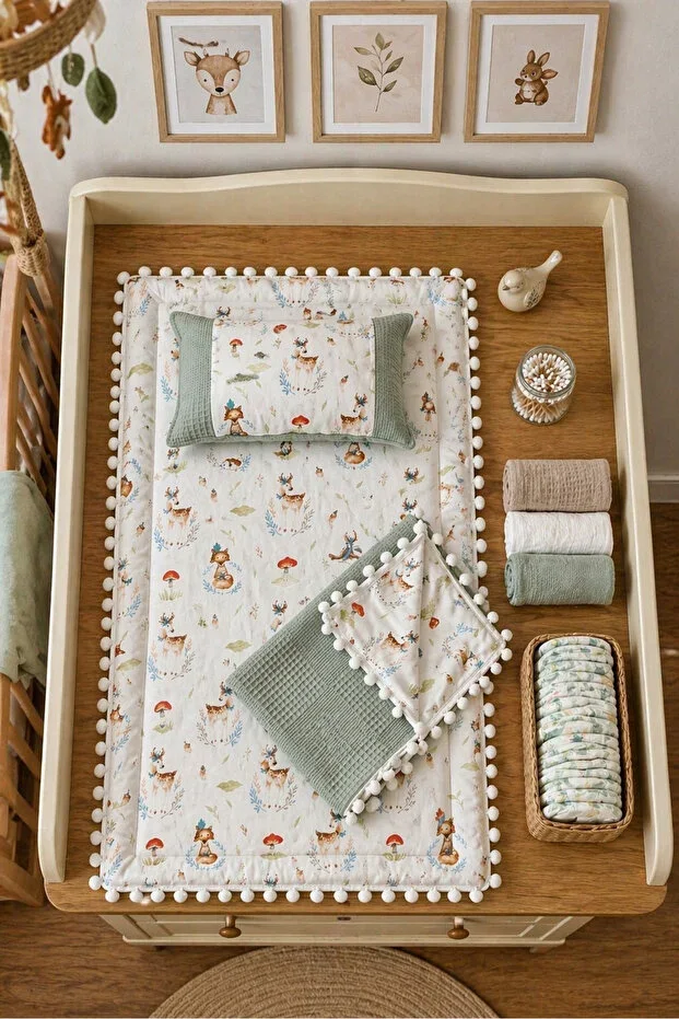 Baby Changing Set with Blanket, Mat, Baby Pillow, Newborn, Crib, Baby Products