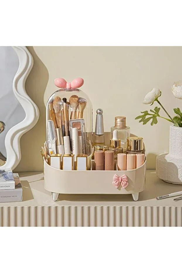 Lidded Makeup Organizer – Dustproof Cosmetic and Brush Holder