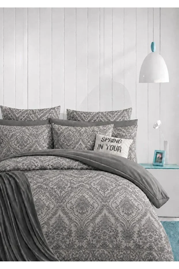 NEW Fitted Sheet Duvet Cover Set Double Premium Cotton GREYROYALMODEL 88s