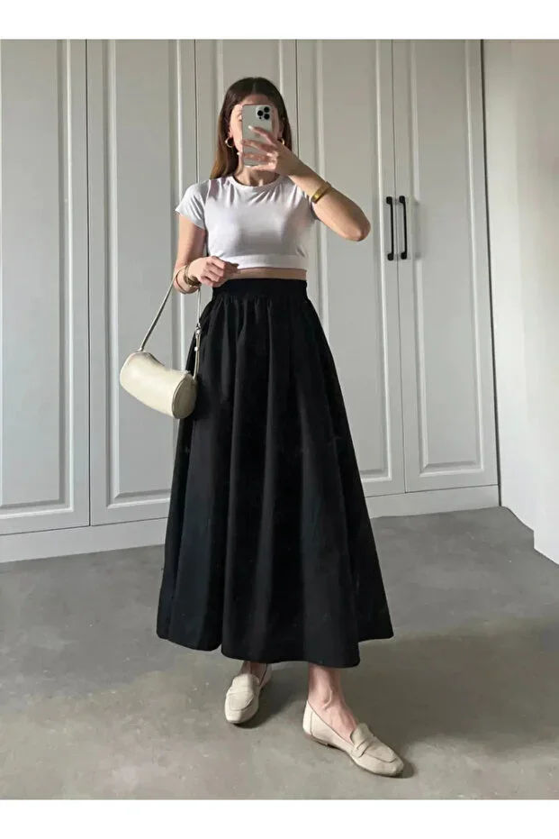 Arinrada ELASTIC WAIST POCKET DOUBLE SKIRT