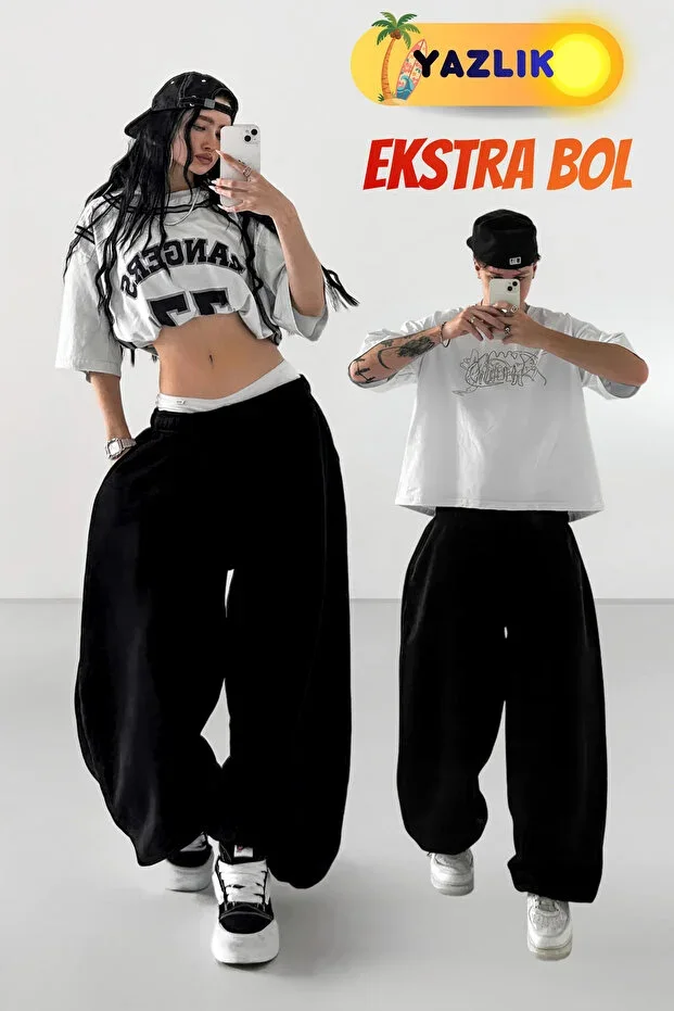 Summer Baggy Plus Size Extra Loose Elasticated Hem Non-See Through Fabric Cotton Oversize Sweatpants