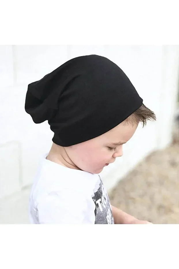 Black Children's Beanie, Jersey Beanie, Kids Style Beanie, Children's Hat, Sack Beanie