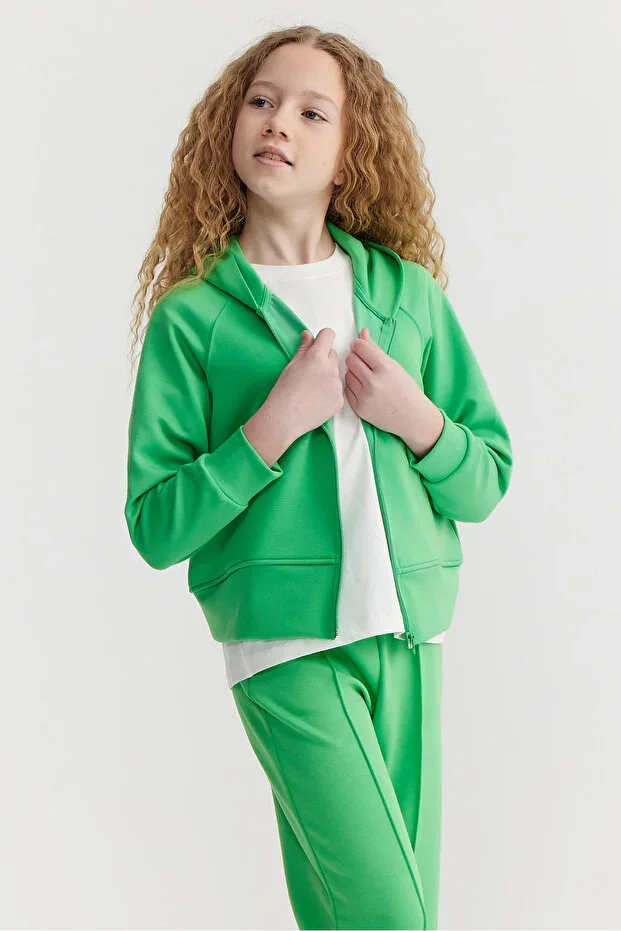 Girls Hooded Soft Textured Sweatshirt Top