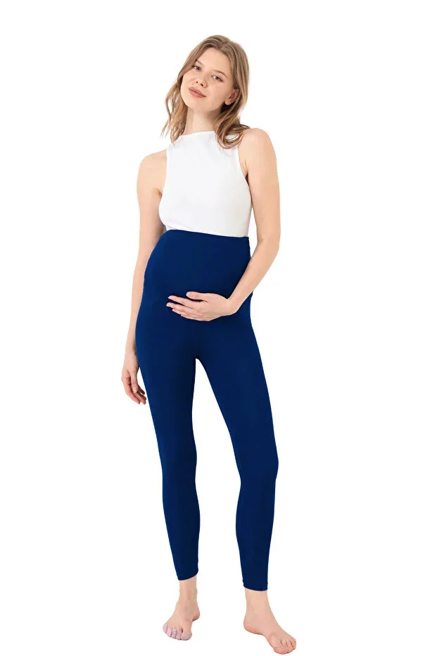 Navy Blue Flexible High Waist Maternity Tights