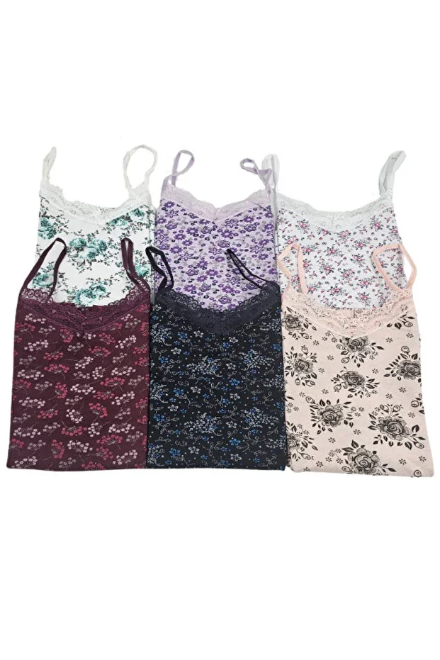 Patterned Strap Quality Women's Tank Top 6-Pack
