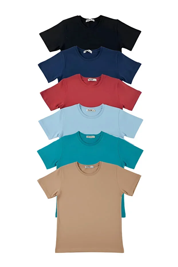 Kids T-Shirt Set - 6 Pieces - Unisex Girls Boys Basic Combed Cotton T-shirt Pack