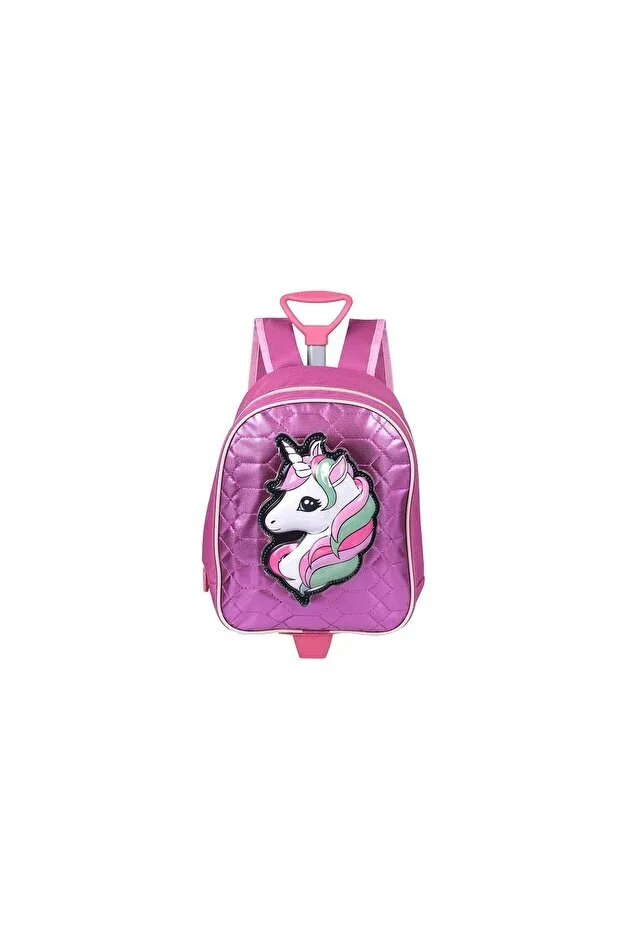 Unikorn Pattern Pink Wheeled Kindergarten and Nursery Backpack