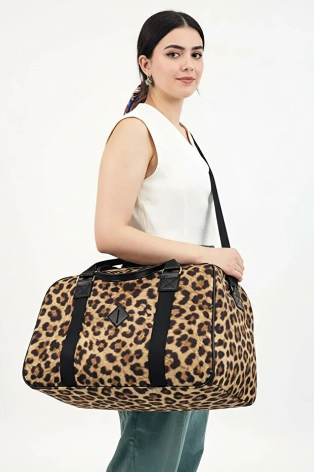 Leopard Print Classic Travel Suitcase Sports Hospital Bag Hand and Shoulder Bag Cabin Size Flight Attendant Suitcase