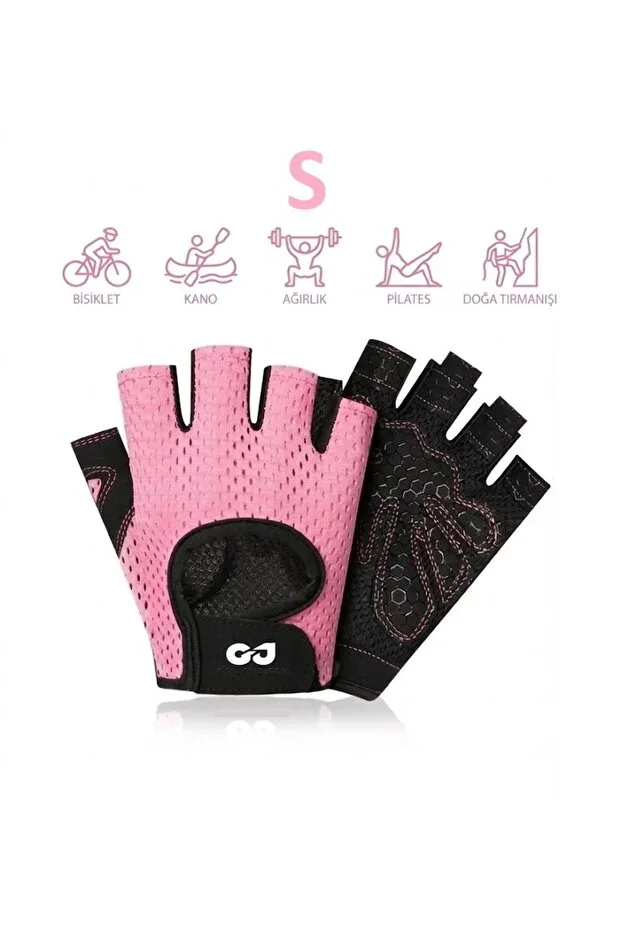 Premium Series Mesh Non-Sweating Half Finger Fitness Pilates Palm Non-Slip Silicone Sports Gloves - S SIZE