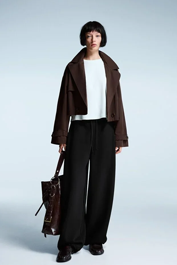 Fleece-lined barrel fit trousers with stoppers